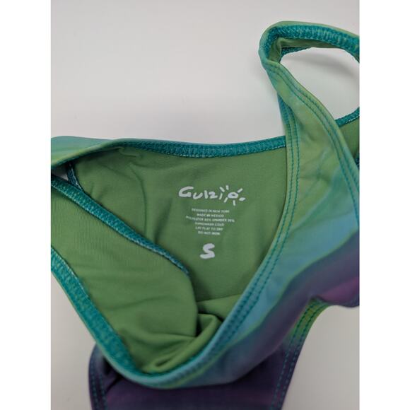Danielle Guizio Green Purple Blue‎ Ombre Cheeky Bikini Bottoms High Rise Mermaid - Picture 2 of 4